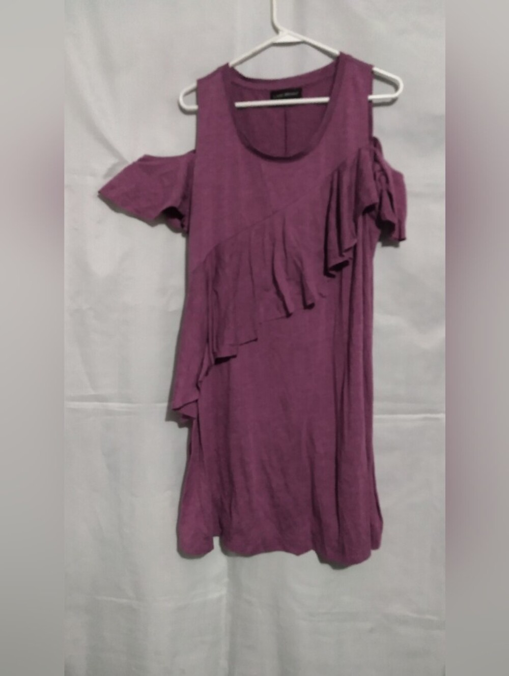 ♥️ 3/$15 Lane Bryant Plum Cold-Shoulder Ruffle Mini Dress